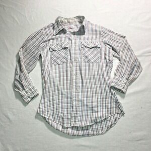 Vtg 70s Levi's‎ Shirt Mens Medium Plaid Long Sleeve Button Down Western Disco